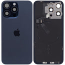 Tapa trasera original iPhone 15 Pro Max azul titanio, con lente de cámara, MagSafe y NFC.