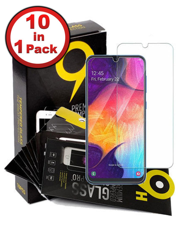 Protector de pantalla de vidrio templado transparente para Samsung Galaxy A20E (A202) / A10E (A102), pack de 10 unidades, ideal para mayoristas en Guatemala.