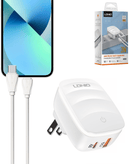 Compra tu Cargador de pared LDNIO A2425C QC3.0+PD Lamp USB A+C con cable USB C-L (20W) en Guatemala al mejor precio con envío rápido.