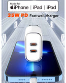 Compra un cargador de pared dual LDNIO con cable USB C-L MFI de 35W en Guatemala, ideal para cargar dos dispositivos al mismo tiempo de forma rápida y segura.