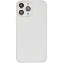Tapa trasera plateada OEM para iPhone 13 Pro Max con puerto de carga flex y pequeñas partes.