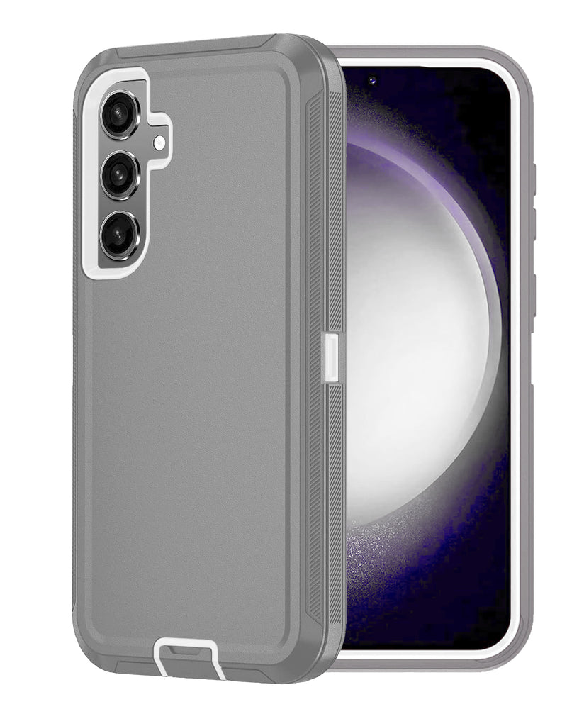 Protege tu Samsung Galaxy A35 5G con una funda heavy duty color gris oscuro y blanco en Guatemala.