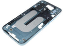 Marco medio teal usado para iPhone 16 Plus con pequeñas partes, ideal para reparación de chasis.
