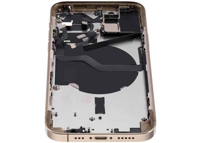 Tapa trasera para iPhone 12 Pro con componentes pequeños pre-instalados (Versión internacional, Dorado, Grado C)