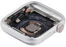 Tapa trasera plateada usada Apple Watch Series 5 44mm (A2095, A2157) de aluminio, repuesto para reparación.