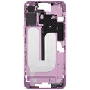 Carcasa intermedia rosa brillante para iPhone 16 Plus (A3082) con botones de encendido y volumen.