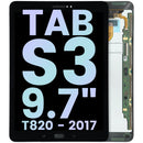 Pantalla Service Pack negra para Samsung Galaxy Tab S3 T820 con marco, ideal para reparación de display LCD.