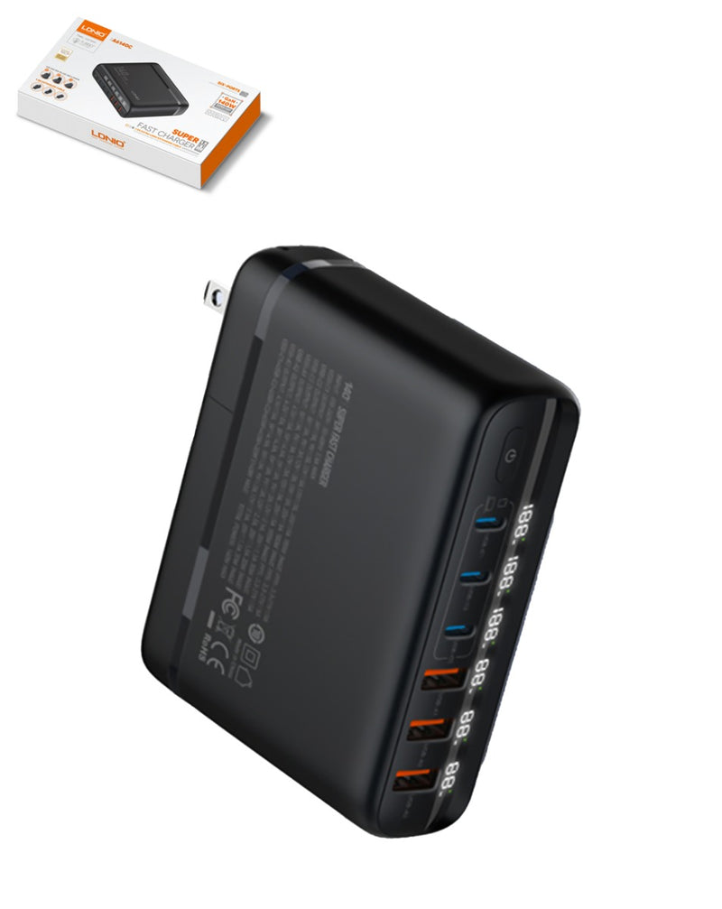 Encuentra el cargador de escritorio GaN Super Fast 140W LDNIO A6140C en Guatemala para una carga rápida y eficiente.
