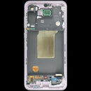 Pantalla OLED original Samsung Galaxy A55 5G A556 lila con marco, para reparación de display roto.
