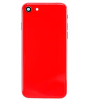 Tapa trasera roja para iPhone 8 (A1863, A1905, A1906) con componentes preinstalados, sin logo, repuesto aftermarket.