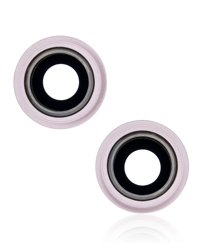 Lente para camara trasera con soporte y bisel para iPhone 13 / 13 Mini (Rosa) (Zafiro Real / Premium)