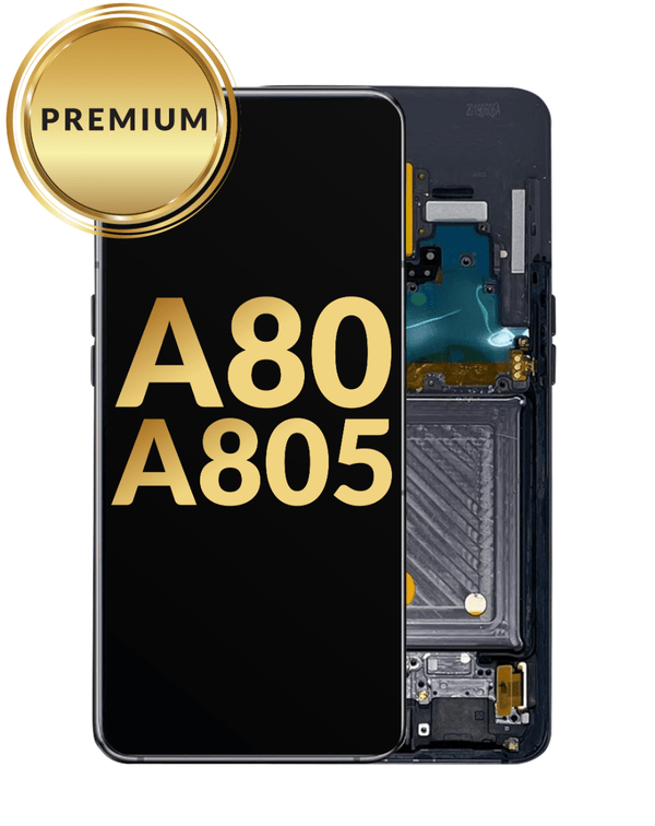 Reparación de pantalla con marco para Samsung Galaxy A80 en Guatemala, pantalla OLED color Phantom Black.