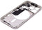 Encuentra la carcasa central con botones de encendido y volumen para iPhone 15 Pro en Guatemala, disponible en versión EE. UU., grado B, color blanco titanio, ideal para reparaciones y reemplazos.