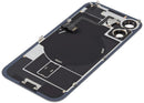 Tapa trasera de repuesto para iPhone 17 Sage, vidrio verde con orificio de cámara y logo Apple.