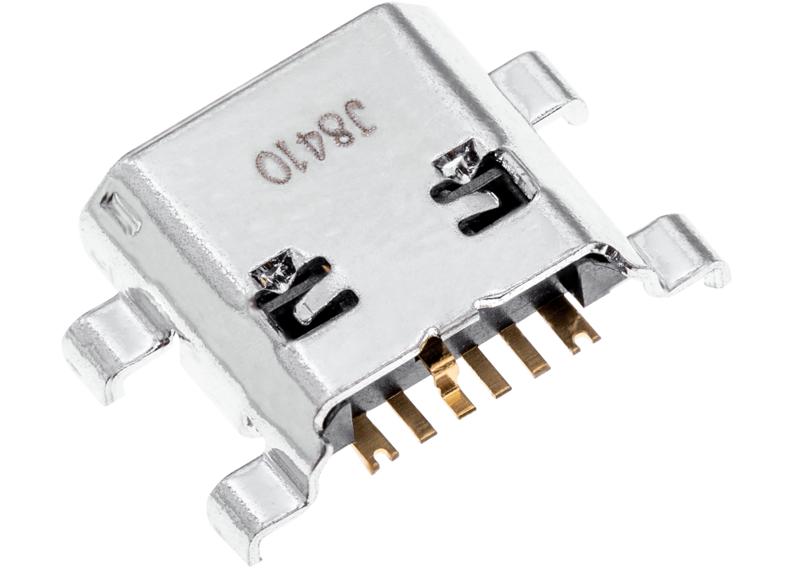 Puerto de carga Micro B 06 Pin con 4 puntos de anclaje para soldar
