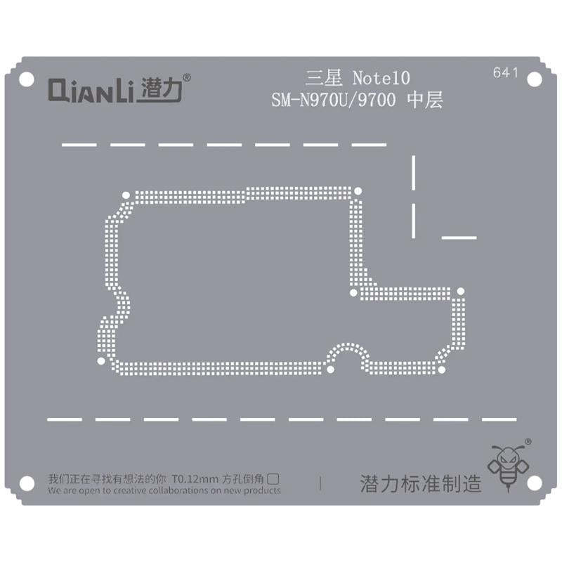 Reparación de Samsung Note 10 SM-N970U/9700 en Guatemala con marco medio original y plantilla Bumblebee.