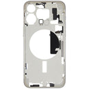 Chasis medio iPhone 15 Pro Max A2849 titanio blanco, grado B, con pequeñas piezas OEM.
