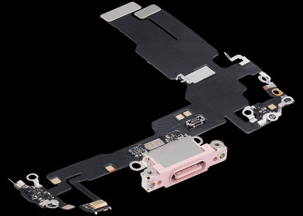 Encuentra el cable flex de puerto de carga para iPhone 15 (Aftermarket Plus) color rosa en Guatemala.