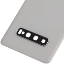 Tapa trasera de vidrio Samsung Galaxy S10 Plus Prism Silver service pack, con lente de cámara, para reparación.