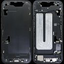 Chasis medio iPhone 16e (US Version) negro usado con puerto de carga y piezas pequeñas para reparación.