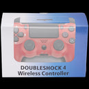 Mando con cable DoubleShock 4 rojo para PlayStation 4, diseño ergonómico y botones negros.
