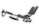 Puerto de carga USB-C con cable flex blanco para reparación de iPhone 16e/17e, repuesto Aftermarket Plus.