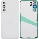 Tapa trasera blanca Aftermarket Plus para Samsung Galaxy S21 FE 5G SM-G990B con lente de cámara, sin logo.