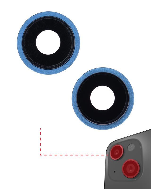 Lente de camara trasera con soporte y bisel para iPhone 13 / 13 Mini (Azul) (Zafiro Real / Premium)