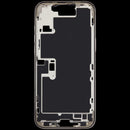 Chasis medio de iPhone 16 Pro Max Natural Titanium usado, con partes pequeñas para reparación o repuesto.