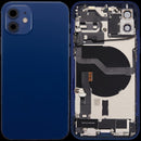 Tapa trasera usada iPhone 12 (A2172, A2402) con puerto de carga y small parts Apple, para reparación.