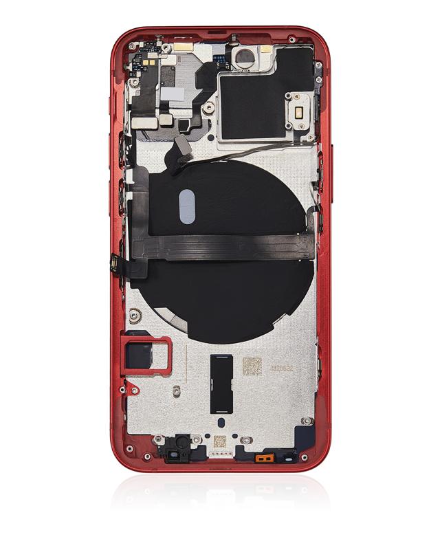 Tapa trasera para iPhone 13 Mini con componentes pequeños pre-instalados (Sin logo) (Rojo)