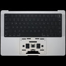 Tapa superior plateada original con batería y teclado ANSI US para MacBook Pro 14" A2442/A2779, repuesto Apple.