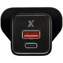 Adaptador de pared AmpSentrix 30W USB-C/USB-A negro titanio con enchufe 220V UK para carga rápida.