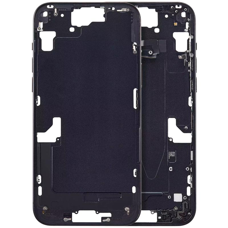 Compra en Guatemala el Marco intermedio negro con botones de encendido y volumen para iPhone 15 Plus versión internacional, ideal para reparaciones en talleres especializados.