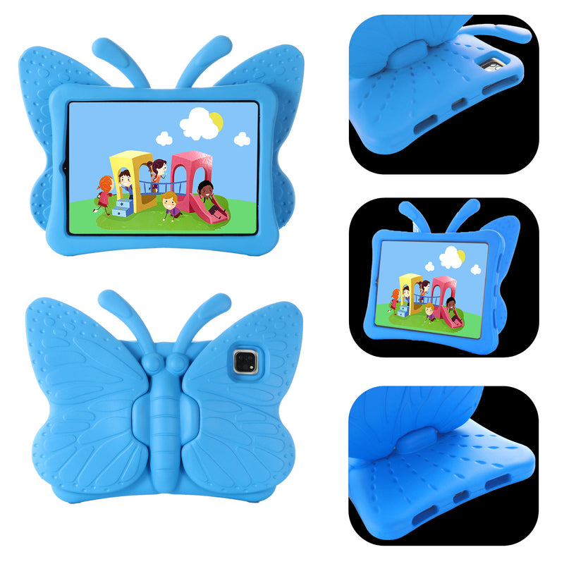 Protector infantil a prueba de golpes con diseño de mariposas en color azul claro para iPad Air 4, Air 5 y Pro 11 en Guatemala.