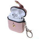 Protege tus AirPods 1/2 con esta funda dura de cuero color Rose Gold con gancho de metal en Guatemala.
