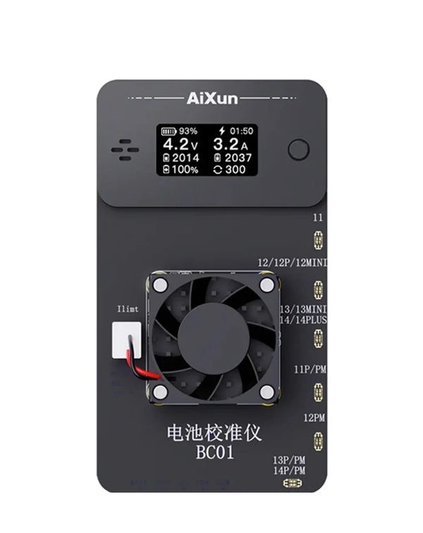 Encuentra el calibrador de salud de batería AiXun para iPhone 11-14 en Guatemala, ideal para realizar calibraciones precisas en talleres especializados.