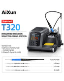 Estación de soldadura inteligente AiXun T320 con mango T210 y 3 puntas de precisión, kit estándar para soldar componentes electrónicos.