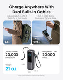 Batería Anker con 25000 mAh y cable USB-C integrado ideal para laptops en Guatemala.
