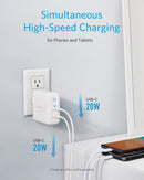 Adaptador de pared Anker PowerPort PD USB C+USB A (30W) (WHITE)