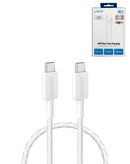 Cable de carga USB-C Anker 322 blanco de 3 pies y 60 W, con conectores metálicos y duraderos.