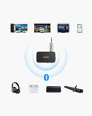 Transmisor Bluetooth Anker Soundsync portátil negro, ideal para audio inalámbrico en casa o coche.