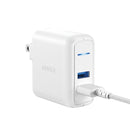 Adaptador de pared Anker PowerPort PD 2 USB A con cable USB A a Lightning 3ft (24W) (Blanco)