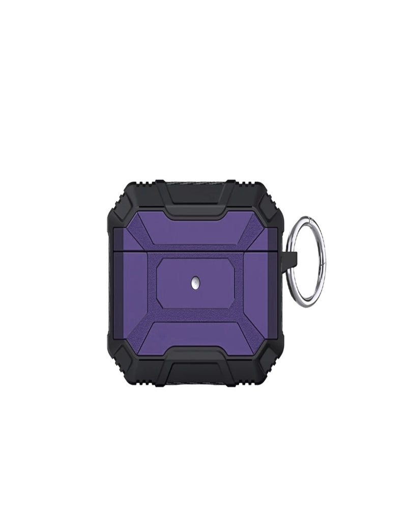 Estuche transparente de plástico duro para AirPods 1/2 en Guatemala, disponible en color morado.