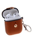 Protege tus AirPods 1/2 con un estuche de cuero rígido en color café con gancho de metal en Guatemala.