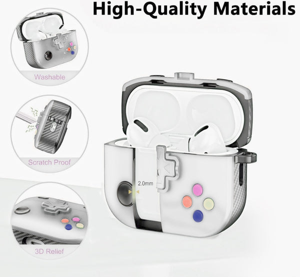 Funda TPU para AirPods 1/2 con diseño de consola de juegos en color blanco en Guatemala.