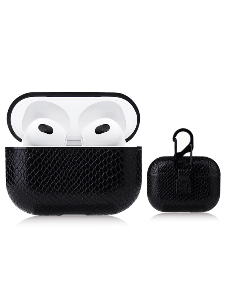 Encuentra la exclusiva funda de cuero Snake Fashion para AirPods 3 en Guatemala, perfecta para proteger tus audífonos con estilo.
