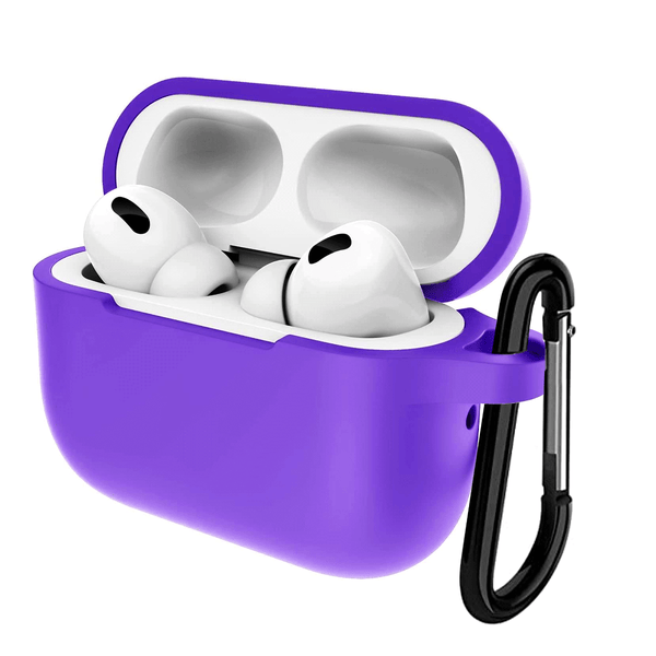 Protege tus AirPods Pro con esta funda suave de silicona color morado en Guatemala.