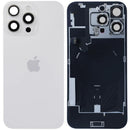 Tapa trasera con placa de acero con carga inalambrica NFC MagSafe y flex de linterna compatible para iPhone 16 Pro Max (original) (Titanio blanco)