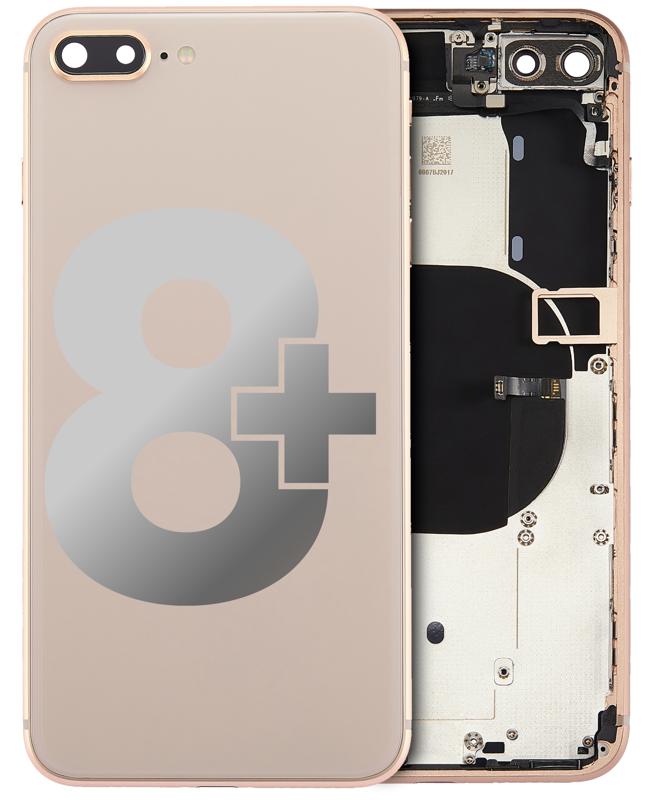 Tapa trasera con componentes pequenos pre-instalados para iPhone 8 Plus (Usada, original, grado A) (Dorado)